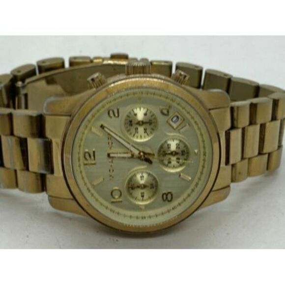 Michael Kors MK5055 Women's Watch Gold Stainless Steel 38mm Chronograph D919 - Picture 6 of 9